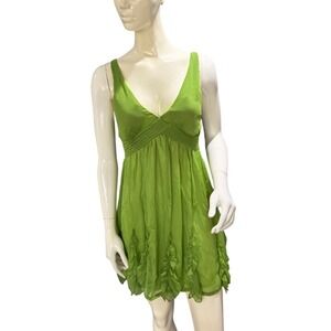 I.C.U. Lime Green Fairy Hem Empire Waist Dress Size M Y2K